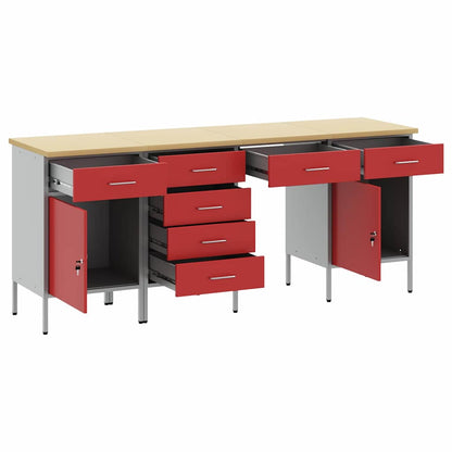 Mobile da lavoro con cassetto 4 pcs Rosso 200 x 55 x 85 cm