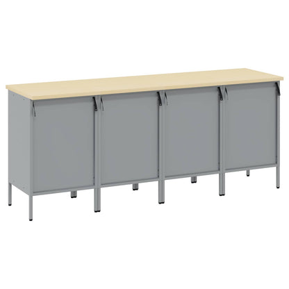 Mobile da lavoro 4 pcs Nero e Grigio 200 x 55 x 85 cm
