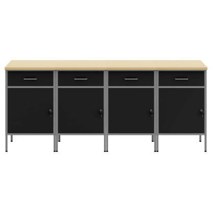 Mobile da lavoro 4 pcs Nero e Grigio 200 x 55 x 85 cm