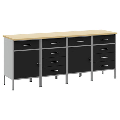 Mobile da lavoro 4 pcs Nero e Grigio 200 x 55 x 85 cm