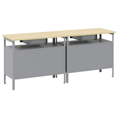 Set banco da lavoro 2 pcs Nero e Grigio 200 x 55 x 85 cm