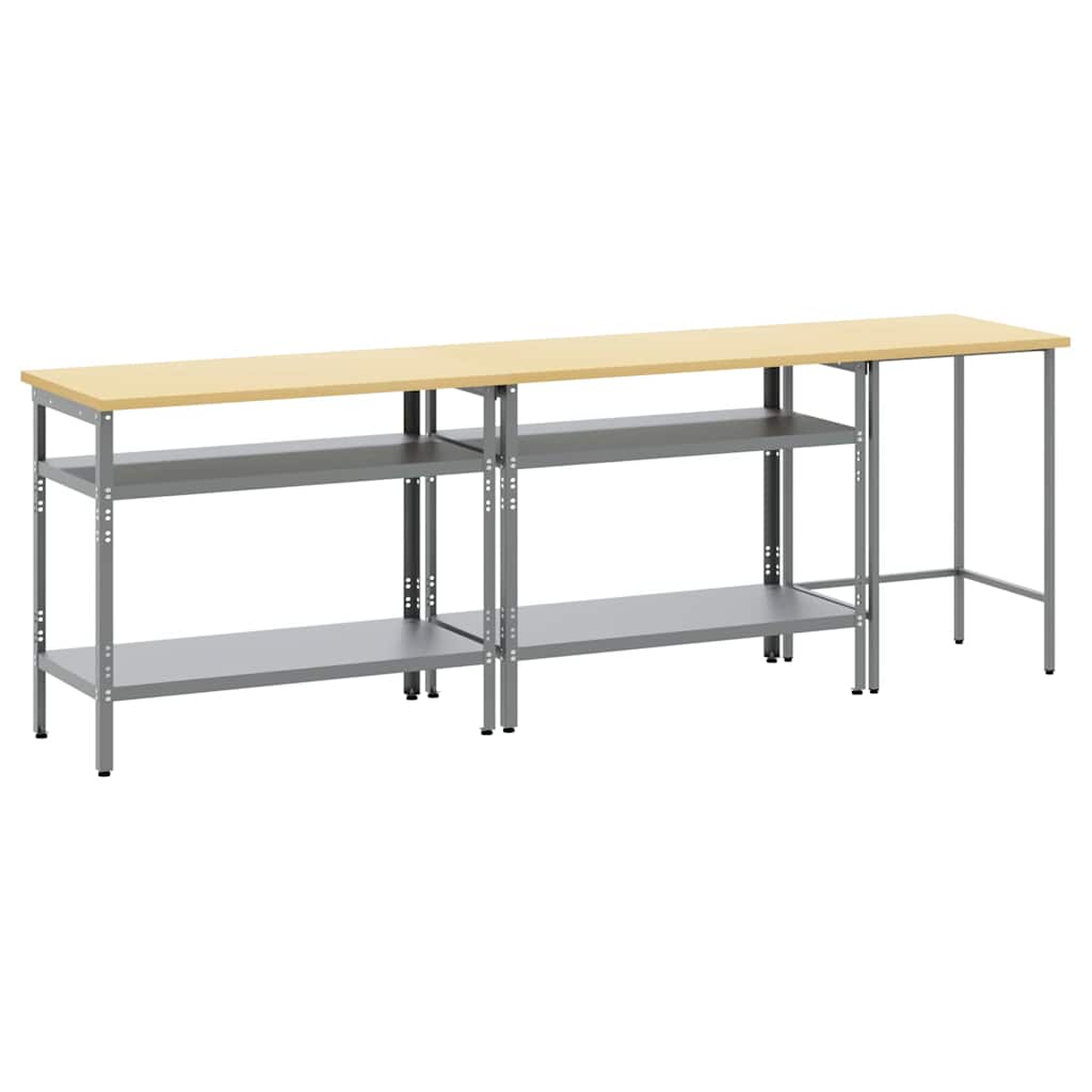 Set banco da lavoro con lo scaffale 3 pcs Beige e grigio