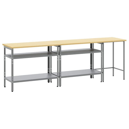 Set banco da lavoro con lo scaffale 3 pcs Beige e grigio