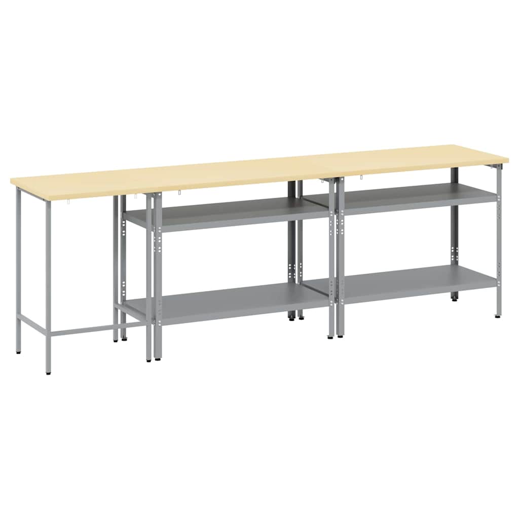 Set banco da lavoro con lo scaffale 3 pcs Beige e grigio