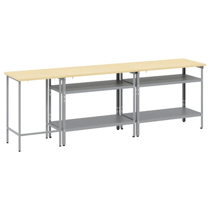 Set banco da lavoro con lo scaffale 3 pcs Beige e grigio