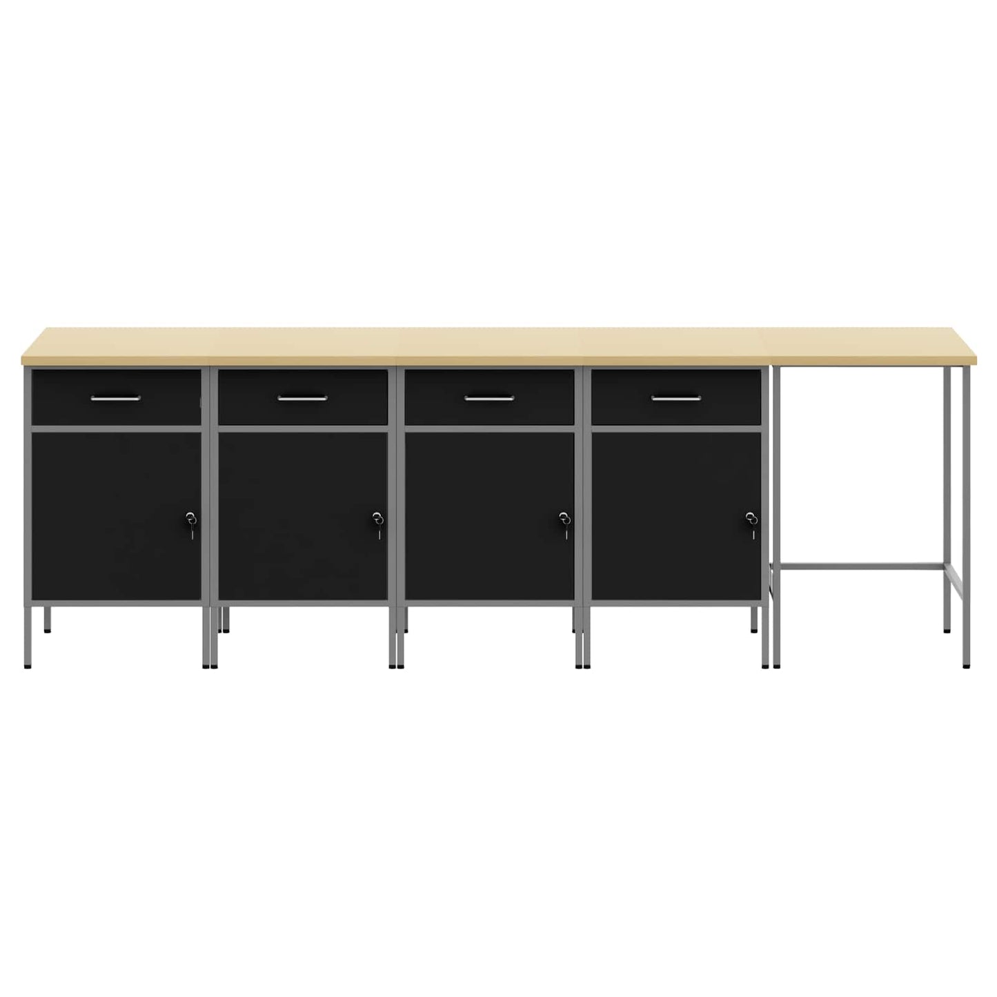 Set di mobili da lavoro con cassetto 5 pcs Nero e Grigio