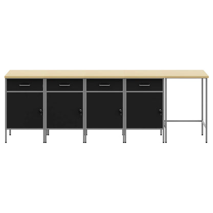 Set di mobili da lavoro con cassetto 5 pcs Nero e Grigio