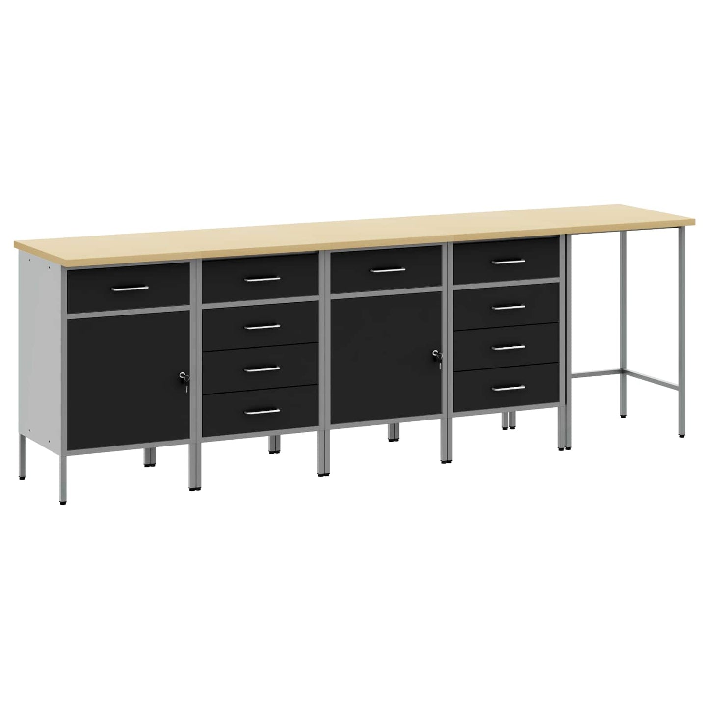 Set di mobili da lavoro con cassetto 5 pcs Nero e Grigio
