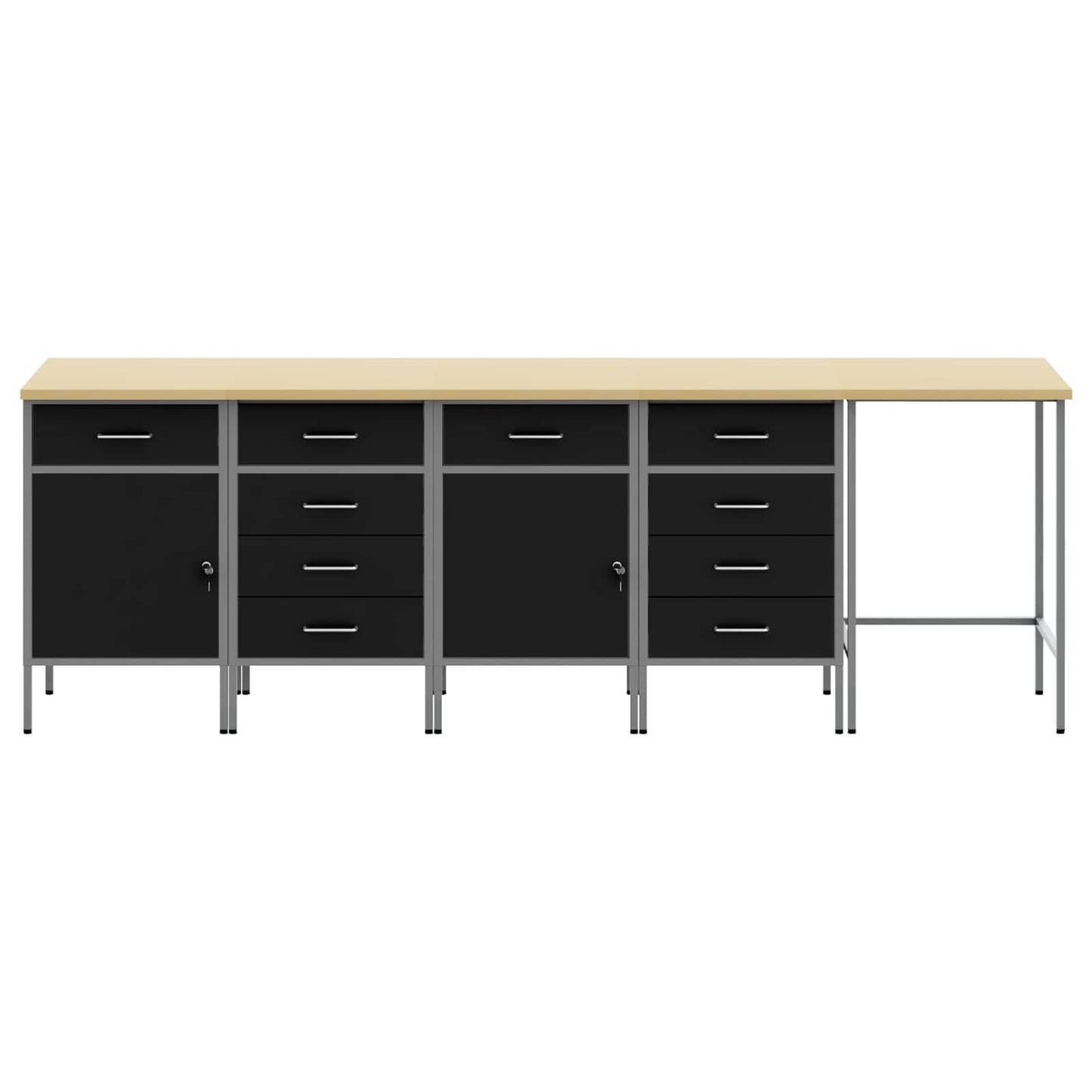 Set di mobili da lavoro con cassetto 5 pcs Nero e Grigio