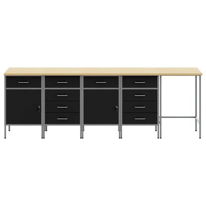 Set di mobili da lavoro con cassetto 5 pcs Nero e Grigio
