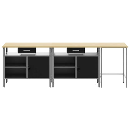 Set banco da lavoro con cassetto con blocco 3 pcs Nero e Grigio