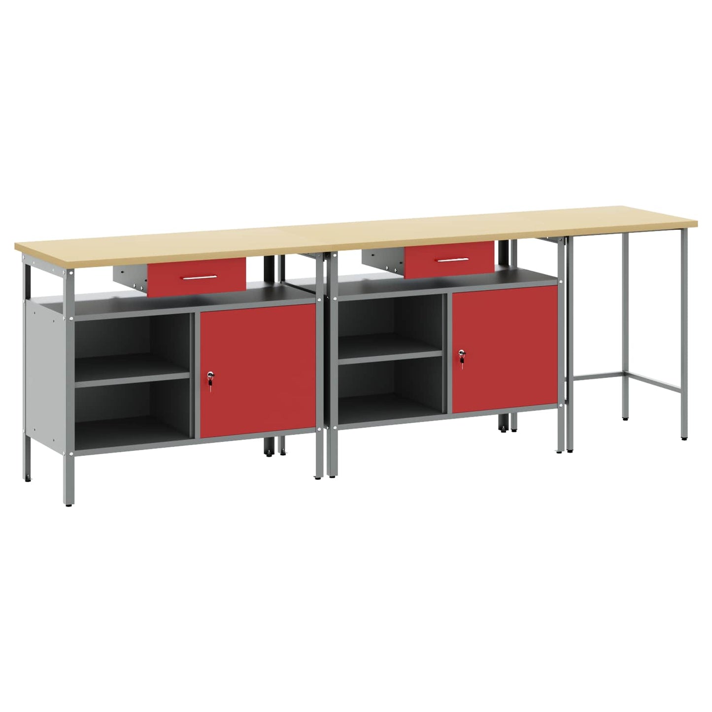 Set banco da lavoro con cassetto 3 pcs Rosso e Grigio