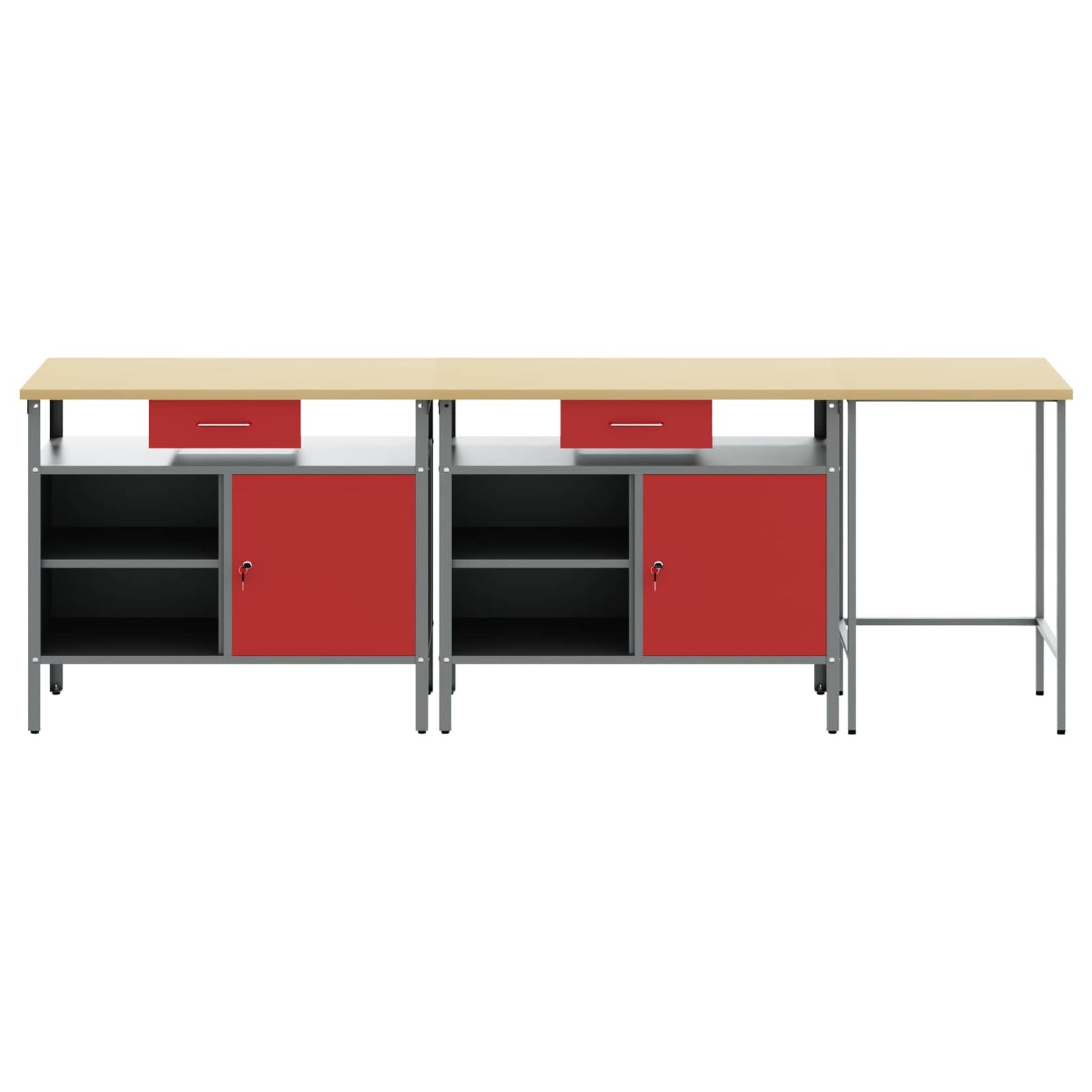 Set banco da lavoro con cassetto 3 pcs Rosso e Grigio