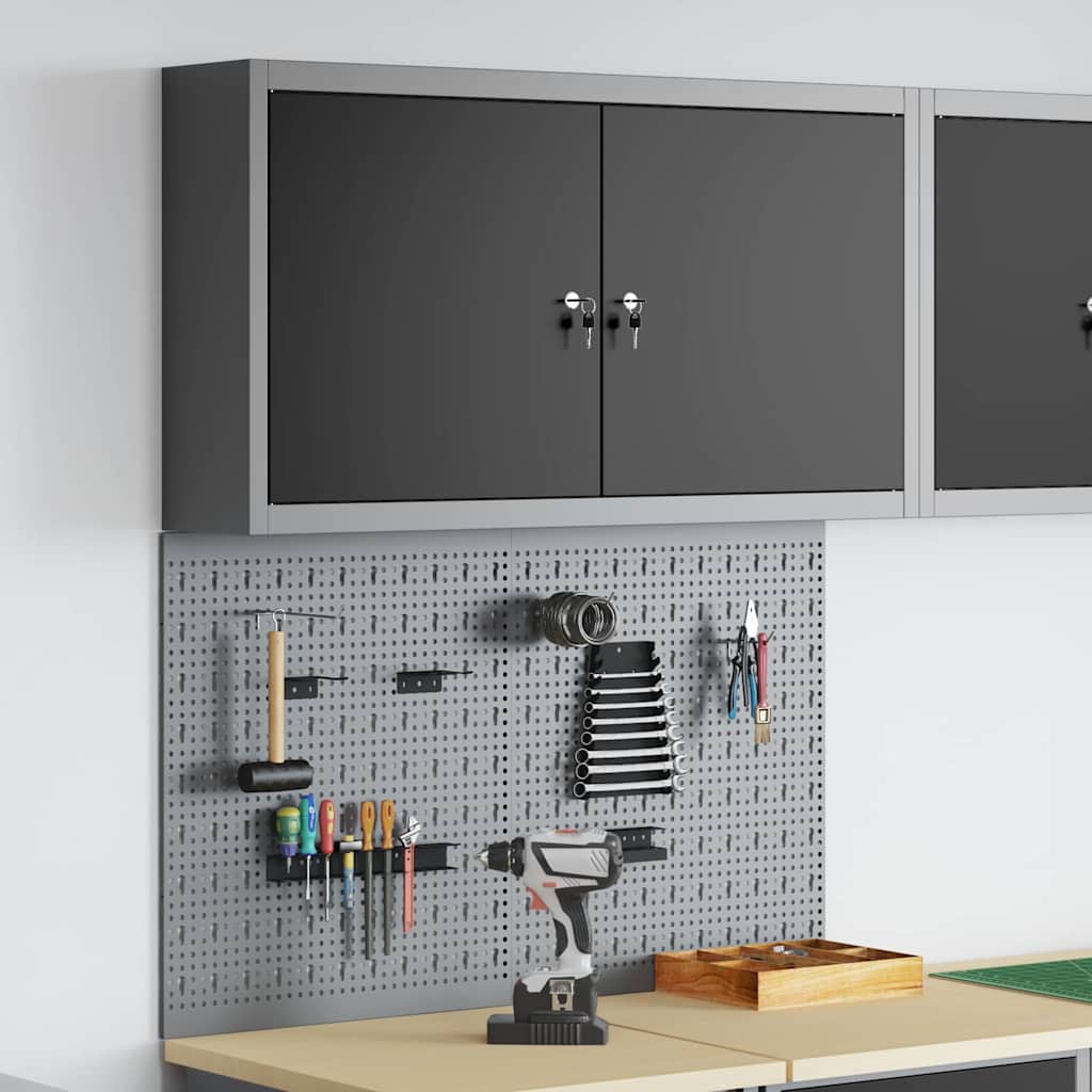 Set di armadi per attrezzi con lo scaffale 3 pcs Nero