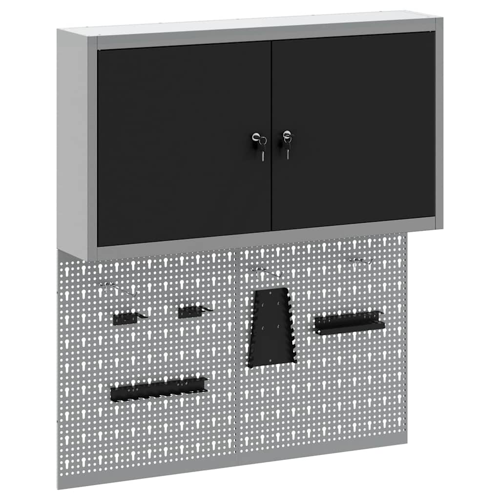 Set di armadi per attrezzi con lo scaffale 3 pcs Nero