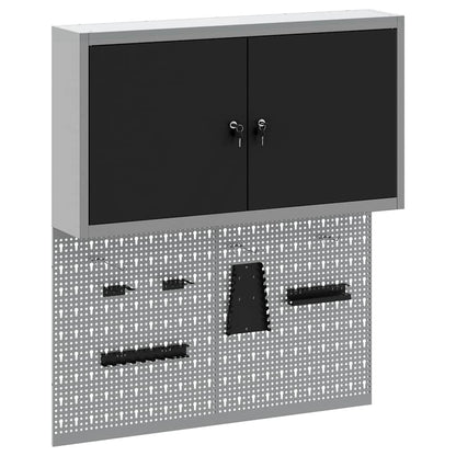 Set di armadi per attrezzi con lo scaffale 3 pcs Nero