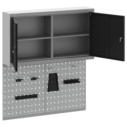 Set di armadi per attrezzi con lo scaffale 3 pcs Nero