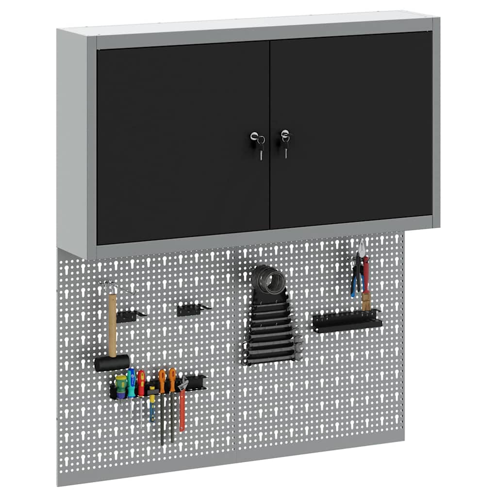 Set di armadi per attrezzi con lo scaffale 3 pcs Nero