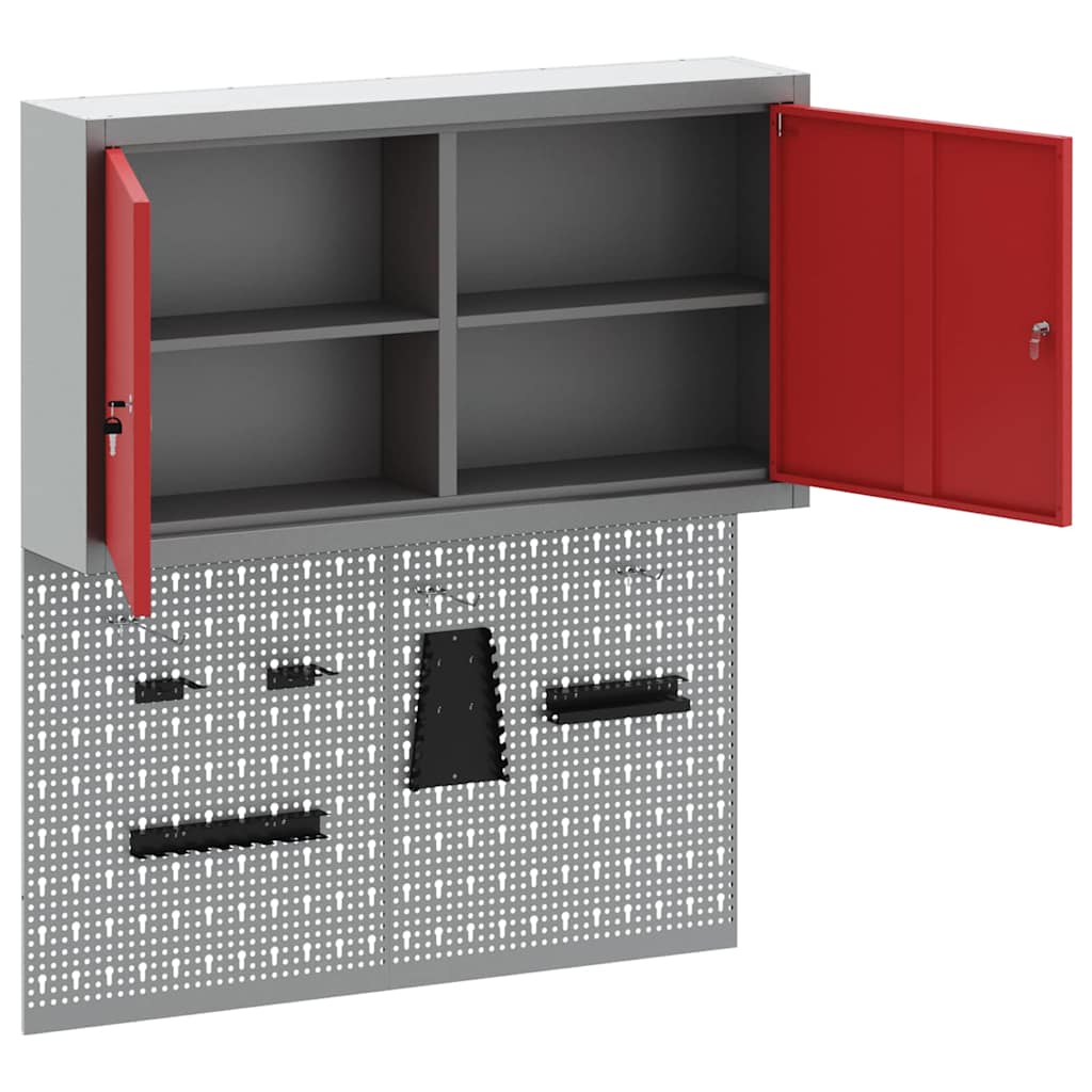Set di armadi per attrezzi con lo scaffale 3 pcs Rosso