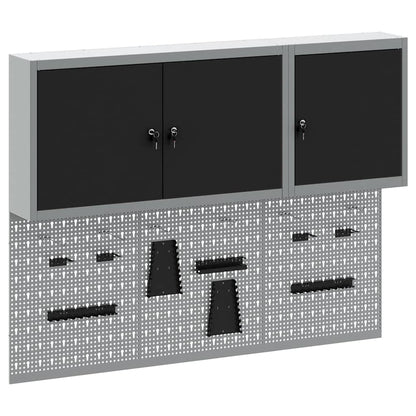 Set di armadi per attrezzi con lo scaffale 5 pcs Nero