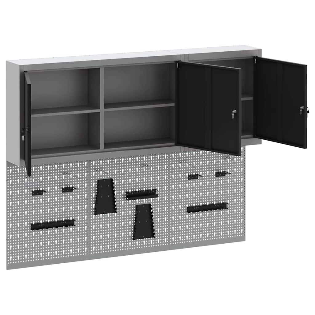 Set di armadi per attrezzi con lo scaffale 5 pcs Nero