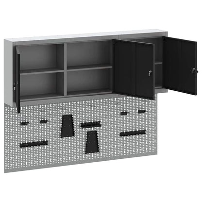 Set di armadi per attrezzi con lo scaffale 5 pcs Nero