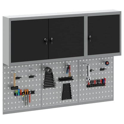 Set di armadi per attrezzi con lo scaffale 5 pcs Nero