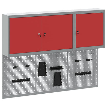 Set di armadi per attrezzi con lo scaffale 5 pcs Rosso