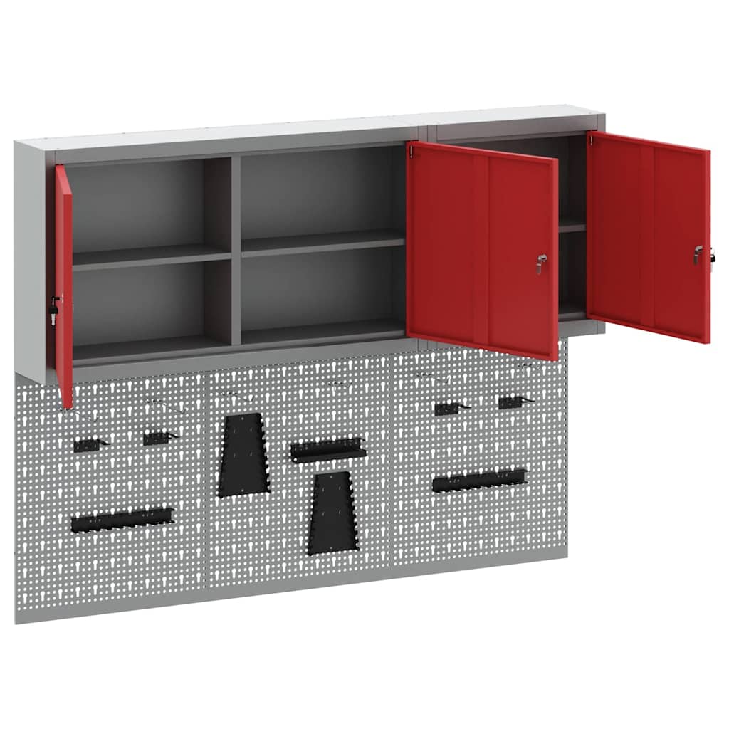 Set di armadi per attrezzi con lo scaffale 5 pcs Rosso