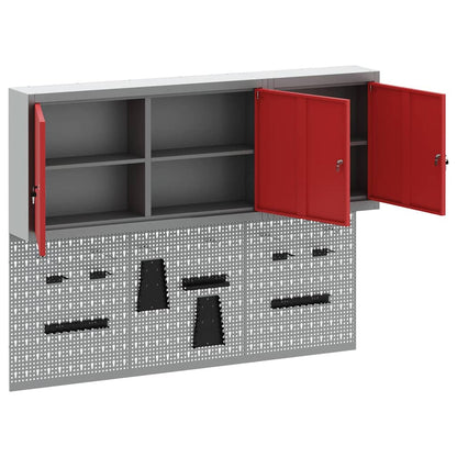 Set di armadi per attrezzi con lo scaffale 5 pcs Rosso