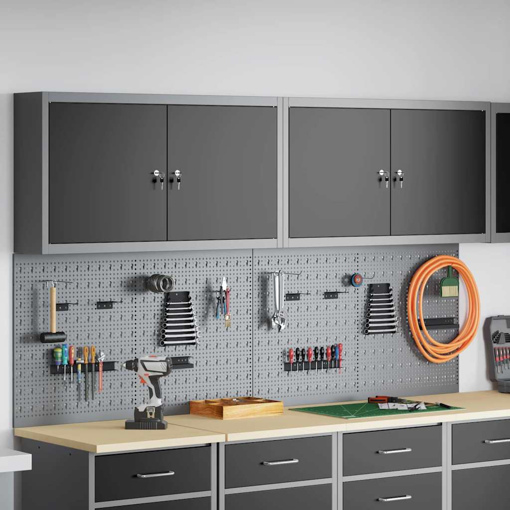 Set di armadi per attrezzi con lo scaffale 6 pcs Nero