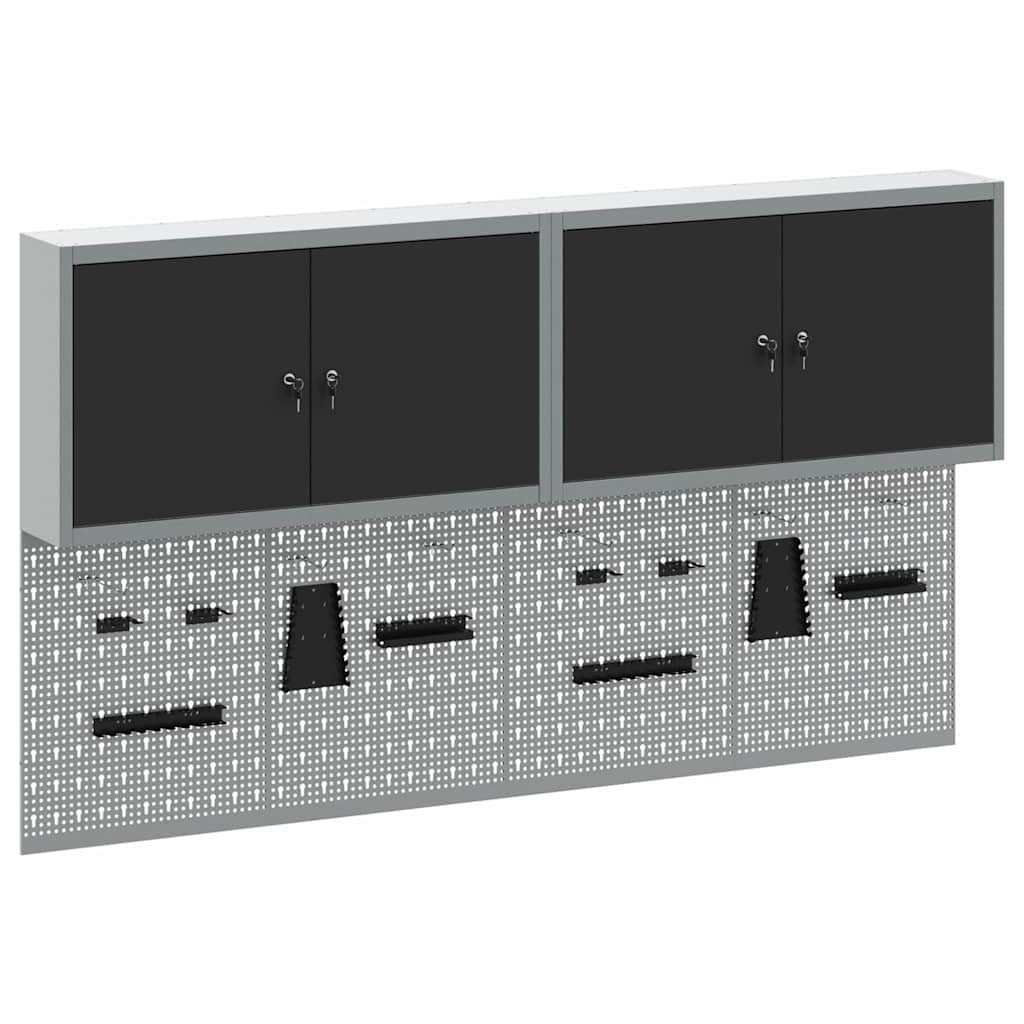Set di armadi per attrezzi con lo scaffale 6 pcs Nero