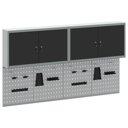 Set di armadi per attrezzi con lo scaffale 6 pcs Nero