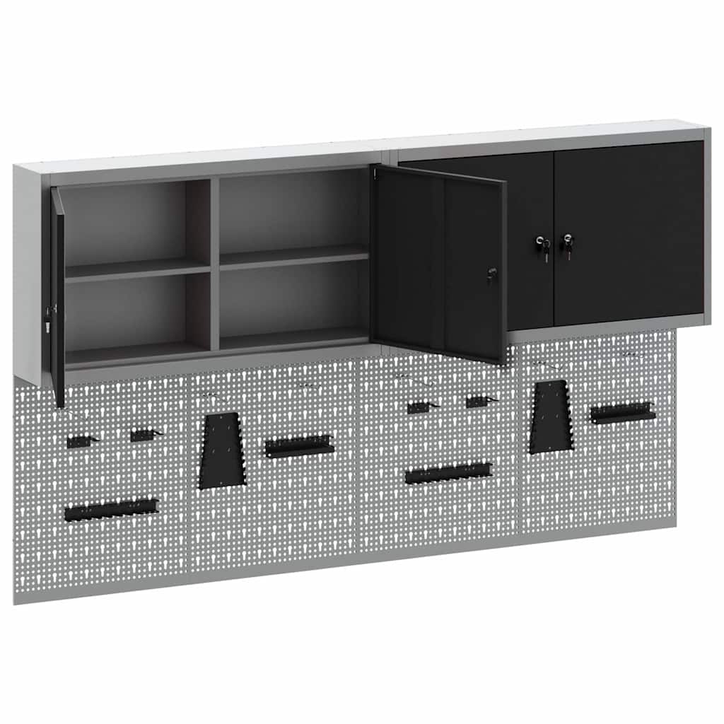 Set di armadi per attrezzi con lo scaffale 6 pcs Nero