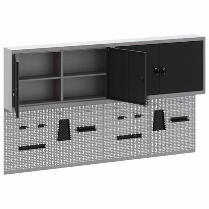 Set di armadi per attrezzi con lo scaffale 6 pcs Nero