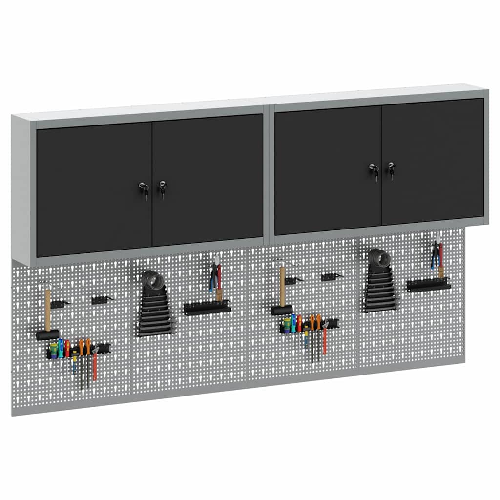 Set di armadi per attrezzi con lo scaffale 6 pcs Nero