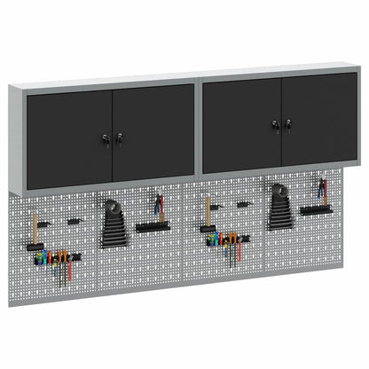 Set di armadi per attrezzi con lo scaffale 6 pcs Nero