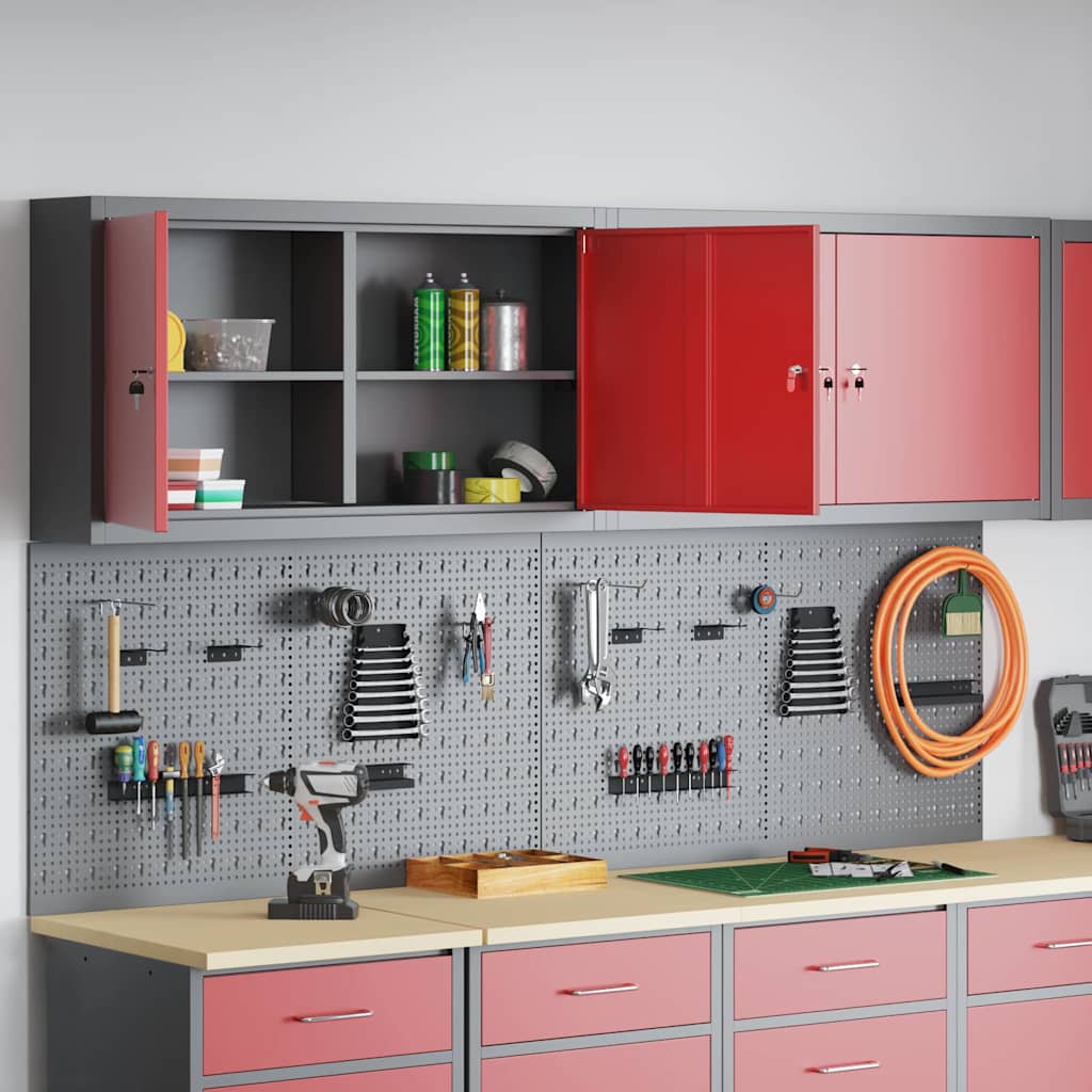 Set di armadi per attrezzi con lo scaffale 6 pcs Rosso