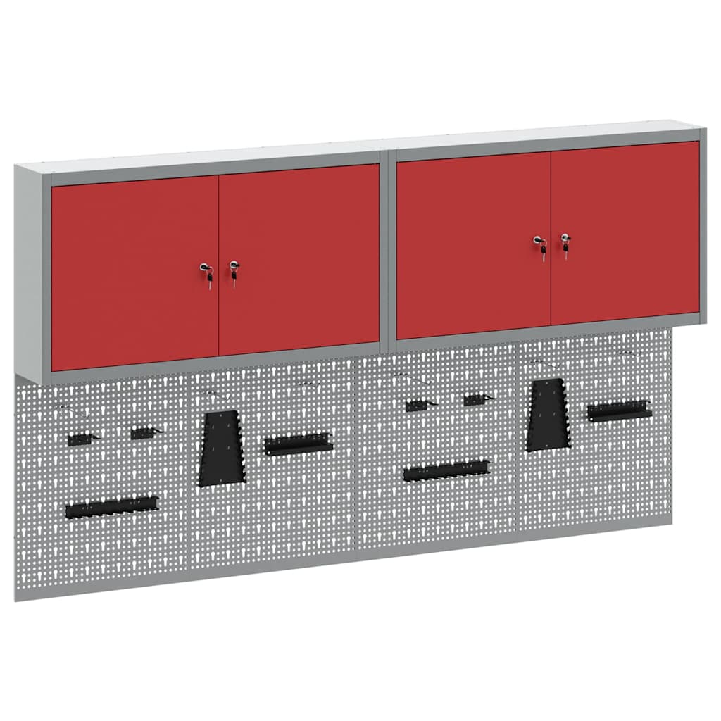 Set di armadi per attrezzi con lo scaffale 6 pcs Rosso