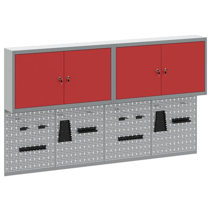 Set di armadi per attrezzi con lo scaffale 6 pcs Rosso