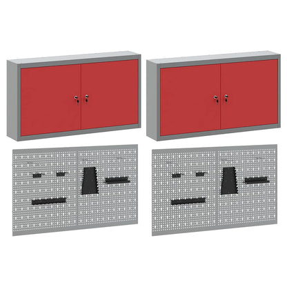 Set di armadi per attrezzi con lo scaffale 6 pcs Rosso