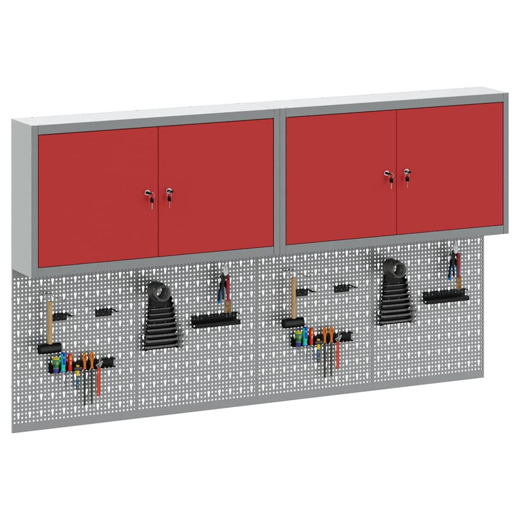 Set di armadi per attrezzi con lo scaffale 6 pcs Rosso