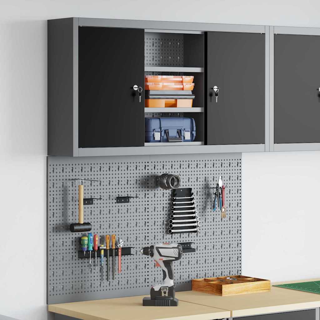 Set di armadi per attrezzi con lo scaffale 3 pcs Nero