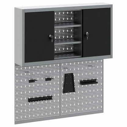 Set di armadi per attrezzi con lo scaffale 3 pcs Nero