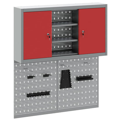 Set di armadi per attrezzi con lo scaffale 3 pcs Rosso