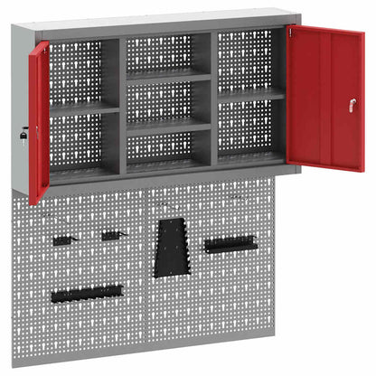 Set di armadi per attrezzi con lo scaffale 3 pcs Rosso