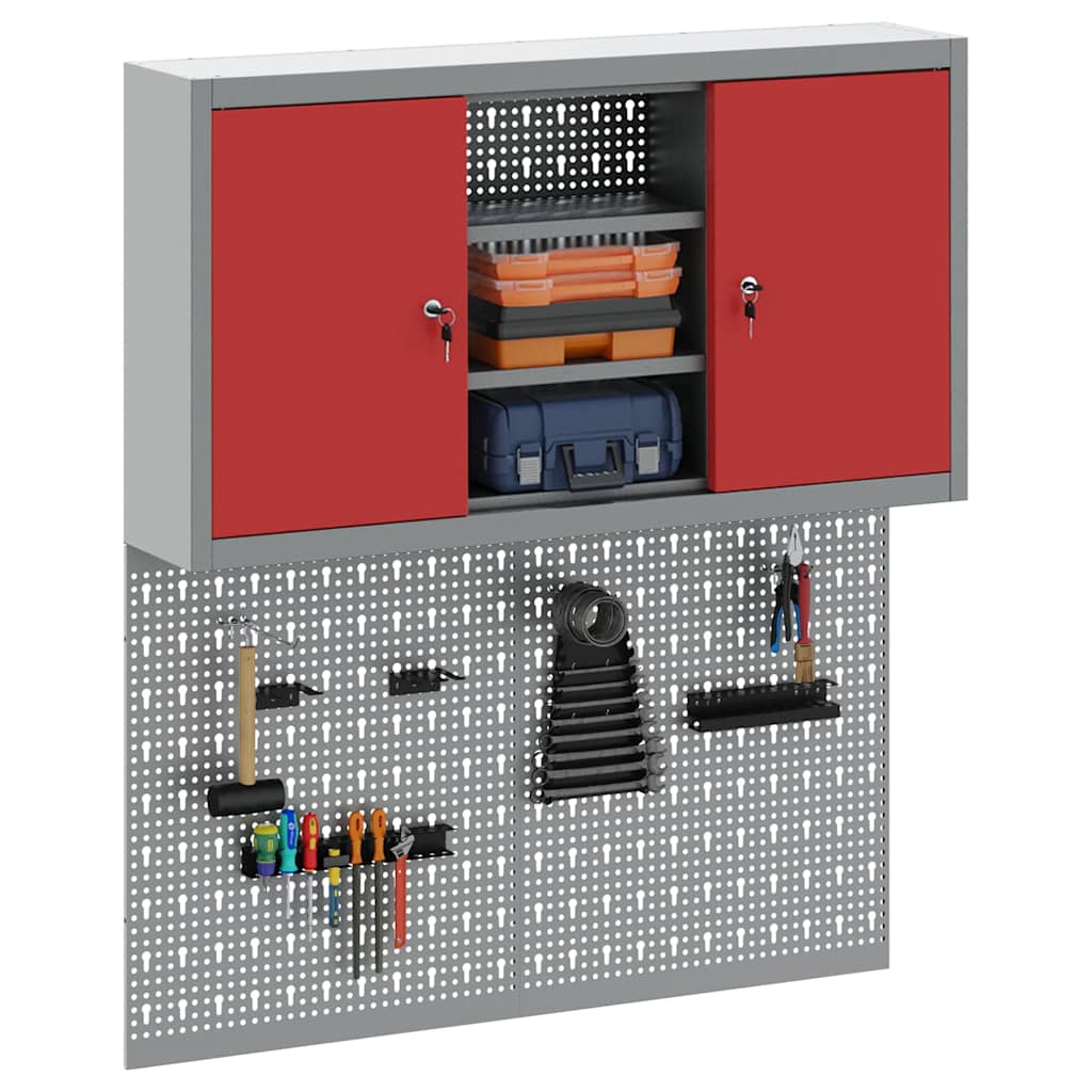 Set di armadi per attrezzi con lo scaffale 3 pcs Rosso