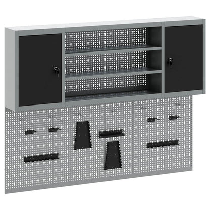 Set di armadi per attrezzi con lo scaffale 4 pcs Nero