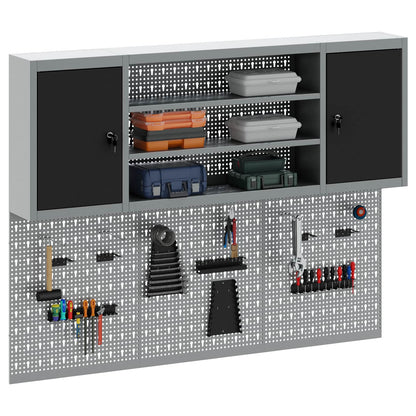Set di armadi per attrezzi con lo scaffale 4 pcs Nero