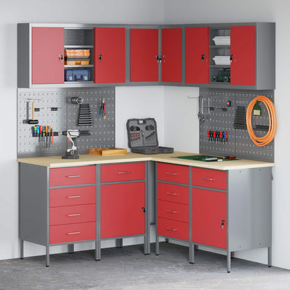 Set di armadi per attrezzi con lo scaffale 4 pcs Rosso